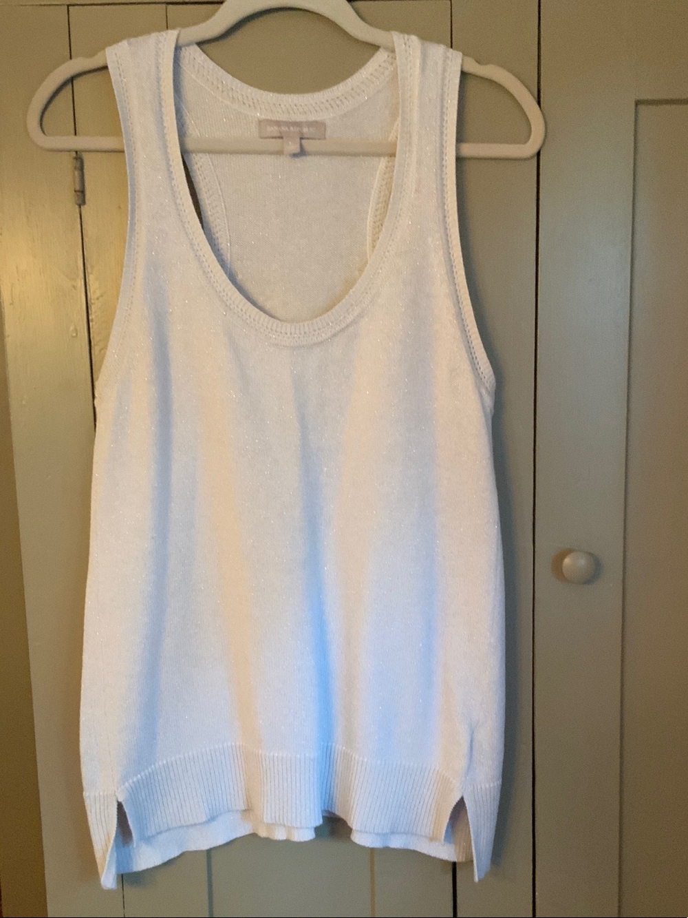 Banana Republic White Sparkle Scoop Neck Tank